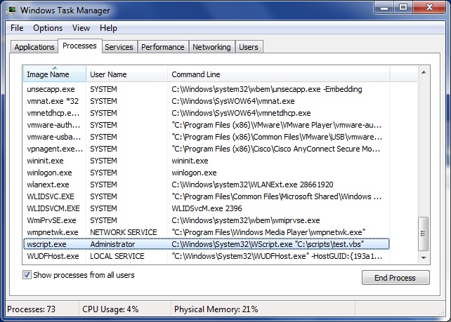 Administrator Task Manager Wscript Process Results