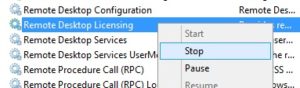 Stop Remote Desktop Licensing Service